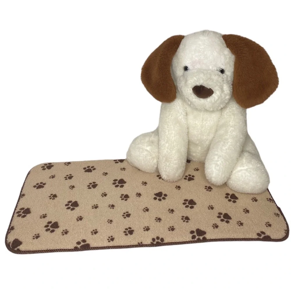 Animal Adventures White Plush Puppy Dog With Brown Ears & Pet Mat
